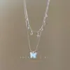 Collar de Borlas de Perlas Mariposa de Doble Capa para Mujer Verano Lujo Accesible Cadena de Clavícula de Gama Alta Accesorios para Faldas de Playa