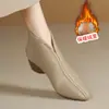 Botines retro de tacón medio para mujer otoño/invierno 2026, botines cortos nuevos de punta con tacón grueso, piel suave, botas de suela blanda