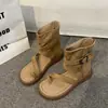 Sandálias Romanas Retrô de Solado Grosso para Mulheres, Novas Botas Curtas Casuais Slip-On de Verão 2026, Sandálias de Cano Alto Emagrecedoras para Mulheres