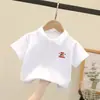 100% Algodón Estilo Nuevo Unisex Niños Camisa POLO Estilo Chino Moda Infantil Capa Interior Camiseta Versión Estudiante Casual Blanco