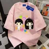 Camiseta de Manga Corta con Estampado Divertido Tie-Dye Estilo Coreano de Algodón Puro de Peso Pesado para Hombres y Mujeres, Top de Verano Holgado de Media Manga con Cuello Redondo para Parejas