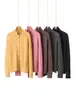 Novo cardigã de tricô de cashmere com estampa floral para outono e inverno para mulheres, apresentando gola alta, design de abotoamento simples, corte solto e um estilo relaxado e casual.