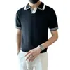 Polo de verano para hombre, estilo británico, informal, de negocios, tejido de punto, ajustado, transpirable, de manga corta.