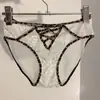 Calcinhas Sexy com Borda de Leopardo Cruzadas para Mulheres Renda de Malha Quente Desejo Puro Calcinhas Doces para Mulheres