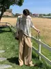 Calça Plissada Retro Americana Masculina Verão 2025 Estilo de Rua Neutro Relaxada Solta Casual de Perna Larga