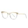 Gafas planas con resorte TR90 y patillas de metal, modernas, con diseño de ojo de gato y borde cruzado, antiazules, con montura de leopardo, 2069