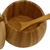 Pote de Sal, Manteigueira, Pote de Cozinha, Açucareiro de Madeira, Porta-Temperos com Colher, Pote para Condimentos, Recipiente, Feito à Mão, Minimalista Moderno