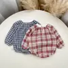 INS Otoño/Invierno Bebé Cuello Redondo Pequeño Cuadros Manga Larga Harper Traje de Gateo para Bebé Niña