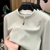 Sudadera de cuello redondo para hombre de Lyocell 2026 Otoño Nueva Manga Larga Falso Dos Piezas Media Cremallera Casual Sudadera para Hombre