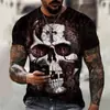 2023 Europa y Estados Unidos Impresión digital 3D Estéreo Creativo Mapa Camiseta Casual de Moda Callejera Manga Corta Hombre DIY