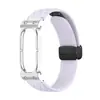 Adecuado para marco de reloj de metal tipo armadura de aire Google Fitbit con patrón de diamantes cierre plegable correa de reloj de silicona