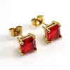 Moda Europea y Americana Nuevo Estilo Pendientes de Acero Inoxidable con Circonita, Pendientes Exquisitos y de Lujo Ligero con Diseño Cuadrado para Mujer