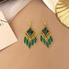 Pendientes de estilo étnico, pendientes bohemios con borlas de cristal y cuentas, accesorios fotográficos de viaje de Yunnan de estilo retro de gran sentido.