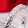 Pulsera Estilo Palacio Guochao para Mujer Pulsera de Cobre Blanco Chapada en Plata Moneda Hueca Tallada Fu Lu Shou Pulsera de Madre