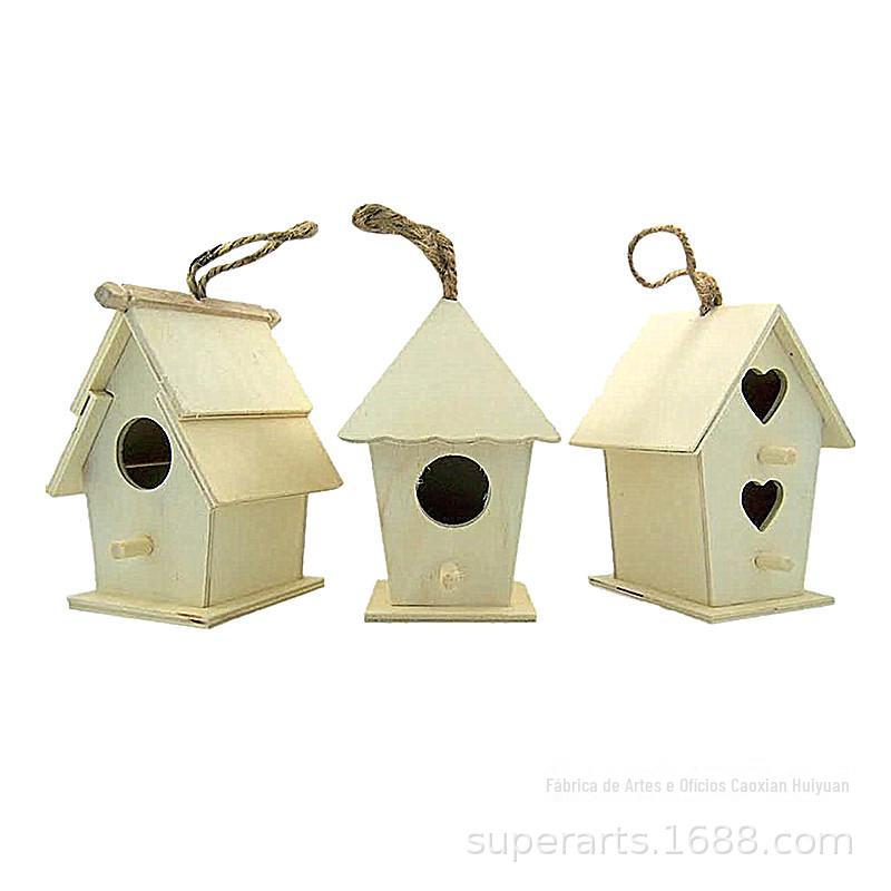 10 原木色便宜胶合板可绘画画儿童家庭装饰木制小鸟屋子 (1