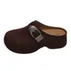 Zapatos de mujer estilo Birkenstock, fáciles de poner, colección otoño 2026, suela gruesa, que aumentan la altura, versátiles, casuales, puntera cerrada, estilo media pantufla, para usar al aire libre