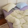 Conjunto de Quatro Peças de Lençóis e Capas de Edredom de Algodão Lavado, Amigável à Pele, Estilo Ins, Combinado e Misturado, Conjunto de Três Peças de Roupa de Cama para Dormitório Estudantil, Lençóis com Elástico 4