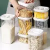 Pote Rotatório Selado de Plástico Transparente Pote para Armazenamento de Grãos Pote para Armazenamento de Grau Alimentício à Prova de Umidade Cesto de Legumes Doméstico