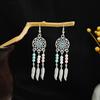 Pendientes geométricos redondos de estilo étnico transfronterizo europeo y americano, con borlas largas y atracciones turísticas retro bohemias.