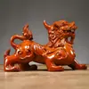 Adornos Pixiu tallados en ébano Madera maciza Entrada del hogar Sala de estar Decoración de mueble de TV Regalo Artesanías creativas de caoba