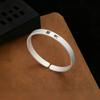 Pulseira de prata esterlina S999 antiga Fa Ping An Joy masculina e feminina com pé fosco, pulseira de casal aberta de herança sólida de prata
