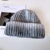 Gorro de lana con gradiente de colores Dopamina para mujer, gorro de punto cálido para invierno, gorro de punto artístico elegante con volantes, gorro de moda
