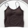 Camisola cómoda de estilo coreano para mujer, con tirantes finos, ajustada y elástica, con copas, color liso, sin tirantes