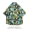 C2-2 Camisa Hawaiana Floral Tropical Pintura al Óleo Retro Tendencia Calle Estilo Hong Kong Camisa Holgada para Hombres y Mujeres
