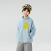 Valle del Viento 2026 Otoño Nueva Chaqueta de Forro Polar con Cuello Alto Estilo Coreano de Moda para Niños con Forro Interior Cálido