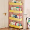 Estantería Móvil de Múltiples Niveles para Libros Ilustrados Infantiles de Pie, Gabinete de Almacenamiento de Libros con Ruedas Extremadamente Estrecho Detrás de la Puerta