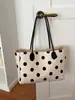Bolso de Moda Transfronterizo 2026, Bolso de Mano de Lunares, Bolso Tote de Lino Estilo Coreano, Bolso de Hombro de Gran Capacidad para el Trabajo