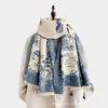 Bufanda jacquard de doble cara estilo japonés y coreano con pequeñas flores, imitación cachemir, versátil para otoño e invierno, chal cálido para mujer