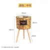 Cesta de Bambu Vaso de Flores Sala de Estar Planta Cesta de Flores Decoração Redonda Bambu Varanda Tripé Trançado Flor Grande Estilo Pastoral