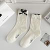 Meias Meia-Calça com Laço de Bolinhas Cacheadas Tridimensionais Estilo Coreano Japonês Malha Estilo Ballet Borda Média Cor Madeira em Pó