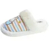 Zapatillas de felpa de algodón con rayas de conejito de dibujos animados lindas para otoño e invierno 2026 para mujer, cálidas y antideslizantes, adecuadas para usar en casa y al aire libre