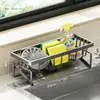 Estante para paños de cocina, estante de almacenamiento para cocina, escurridor para fregadero, cesta de drenaje, estante multifuncional para encimera, jabón para platos, suministros de cocina