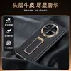 Funda protectora adecuada para el teléfono Honor MagicV6 con soporte de correa de muñeca giratoria, funda de cuero genuino con ventana de visualización inteligente para hombre MagicV6