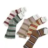 Calcetines de Algodón Puro con Rayas de Bloques de Color de Longitud Media para Mujer, Cómodos y Versátiles, Casuales y Personalizados, Calcetines de Felpa, Estilo Coreano Dongdaemun