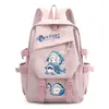 Mochila de Dibujos Animados Anime Tiburón Chica Gawr Gura, para Niños y Niñas, Estudiantes de Primaria y Secundaria, Gran Capacidad, Bolso Escolar Casual