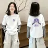 Camiseta infantil listrada de manga longa 2026 novo modelo de algodão puro top moderno e estiloso super fofa roupa de menina
