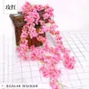 Cerejeira Artificial de Rattan para Pendurar na Parede Flor Artificial Rattan Tubo de Ar Condicionado Teto Interno Decoração de Casamento Planta de Trepadeira de Plástico