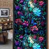 BL186 Borboleta transfronteiriça Flor Mar Eletrostático Adesivo de Vidro Decoração de Casa Tweed Vidro Filme de emenda sem costura