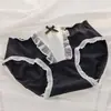 Calcinhas Antibacterianas de Algodão Puro com Entrepernas Estendido 10A para Mulheres Borda com Babados Série Preto e Branco Calcinhas para Adolescentes Tanga Briefs Classe A
