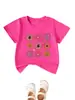 Amazon eBay site independente moda casual estilosa roupas infantis nove flores rosa e amarelas gola redonda manga curta camiseta camisa básica