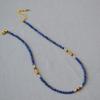 Collar de cadena vintage elegante y sencillo con cuentas de piedra auténtica turquesa y lapislázuli de estilo chino para mujer.