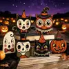 Productos de Madera Venta Caliente Transfronteriza Decoraciones de Halloween Artesanías de Madera Fantasma Gato Negro Juego de 6 Piezas, Adornos de Madera Combinados