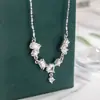 Nuevo Collar Cuadrado de Zirconia Diseño de Nicho Cadena de Clavícula de Alta Gama Versátil Exquisito Brillante Diamante Collar de Mujer Joyería