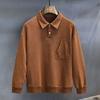 Moletom Masculino Vintage com Gola Polo Super Texturizado e Lavagem Pesada Outono Novo Moda Americana Estilo Japonês