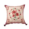 Sofá cama cojín rojo retro de lujo ligero estilo americano estilo ins funda de almohada de flores de combinación de 100 años para boda