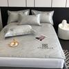 Estilo Simple de Lujo Ligero Jacquard Hielo Carbón Esterilla de Seda de Hielo Lavable a Máquina Kang Bacteria Esterilla para Cama Estilo Ajustado Transpirable Juego de Tres Piezas